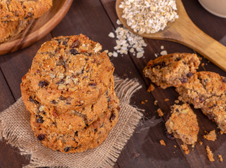 Stack of Raisin Nut Oatmeal Cookies
