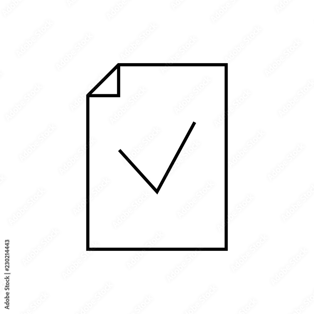Poster approved document file outline icon. linear style sign for mobile concept and web design. paper doc 