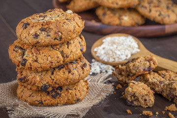 Stack of Raisin Nut Oatmeal Cookies