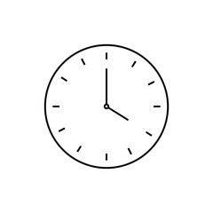 Wall clock icon - vector linear clock sign or logo element. Thin graphic elements vector illustration, outline pattern on a white background, eps 10.