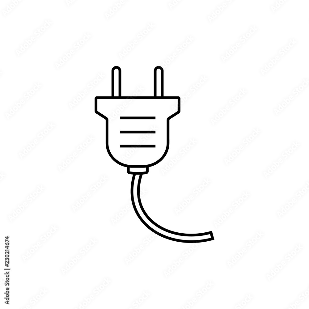 Poster electric plug outline icon. linear style sign for mobile concept and web design. plug simple line ve