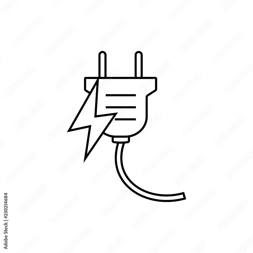 Aufkleber electric plug outline icon. linear style sign for mobile concept and web design. plug simple line ve