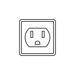 Electrical outlet icon in thin outline style. Electronic connect plug household. Symbol for your web site design, logo, app, UI. Vector illustration. EPS10