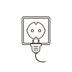 Electric socket and plug icons, Electricity sign. Vector thin line art icon. Symbol for your web site design, logo, app, UI. Vector illustration. EPS10