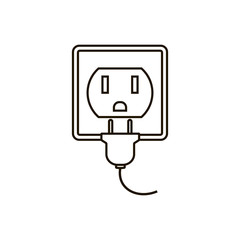 Electric socket and plug icons, Electricity sign. Vector thin line art icon. Symbol for your web site design, logo, app, UI. Vector illustration. EPS10