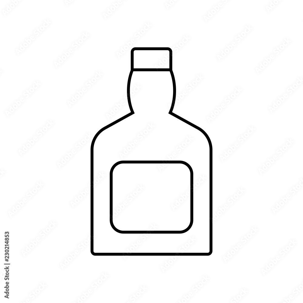 Poster whiskey bottle outline icon. linear style sign for mobile concept and web design. simple line vector