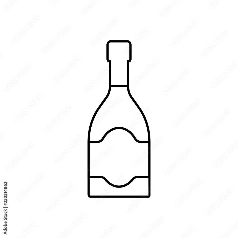 Poster champagne bottle line icon. linear style sign for mobile concept and web design. simple line vector 