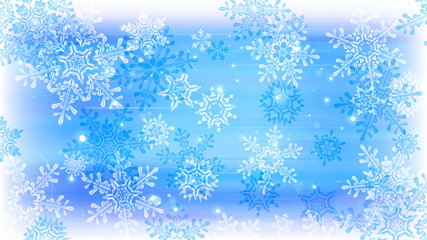 Snowflakes and festive lights - vector background with beautiful snowflakes that merrily shine and shimmer in color space