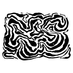Brush painted wave pattern. Black and white stripes grunge background.