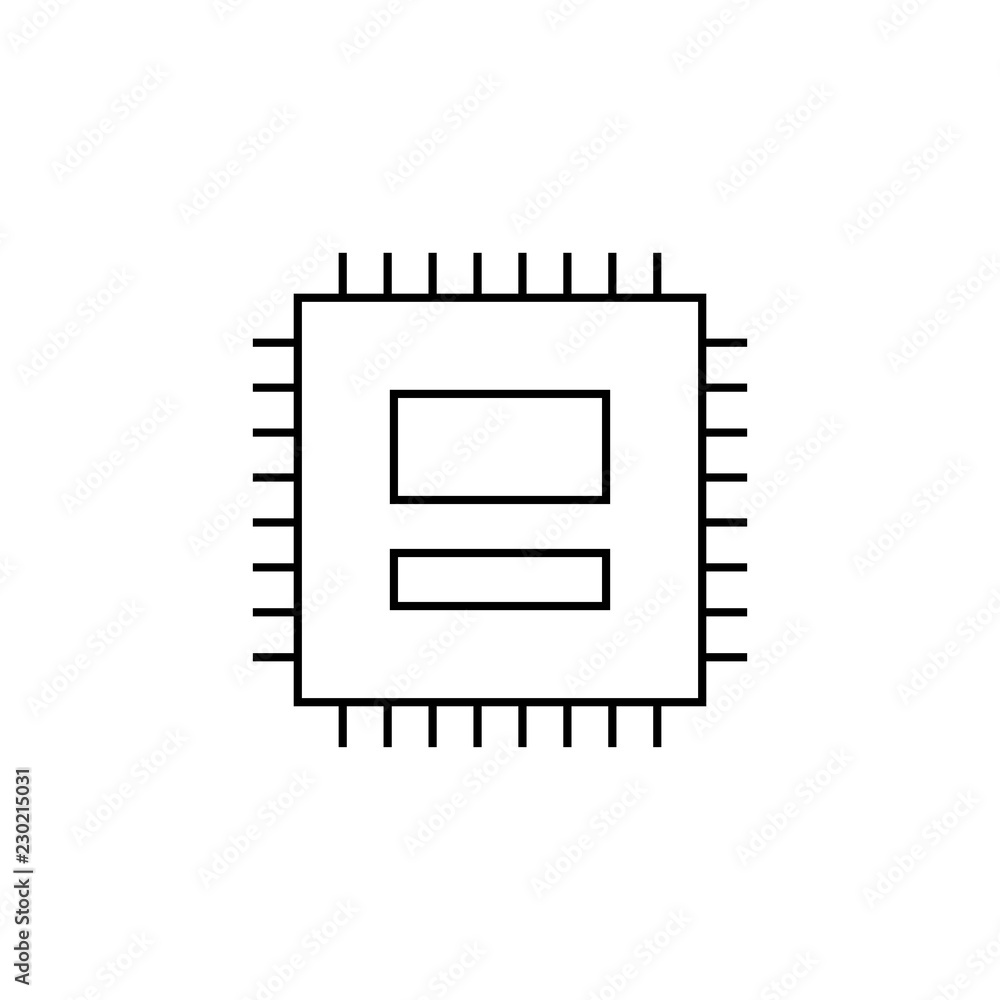 Poster computer chip isolated linear icon for websites minimalistic flat design