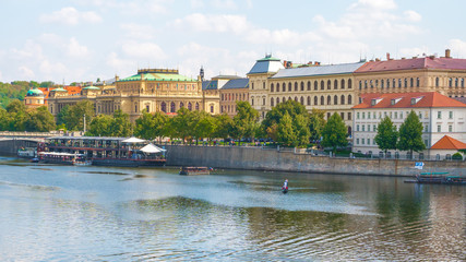 View to Vltava river in Prague, beautiful summer day
