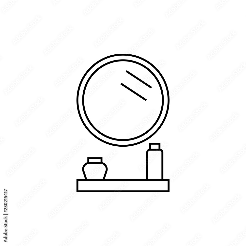 Poster mirror outline icon. linear style sign for mobile concept and web design. bathroom mirror simple lin