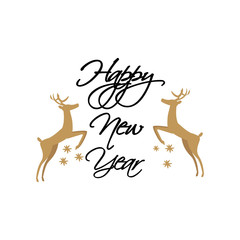 Illustrations of sticker with the text of congratulations with a happy New Year Merry Christmas.