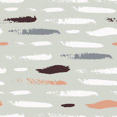 Seamless pattern with spots, stripes, circles, strokes painted with ink and mascara. Background for scrapbooking, paper, textiles. Vector illustration.