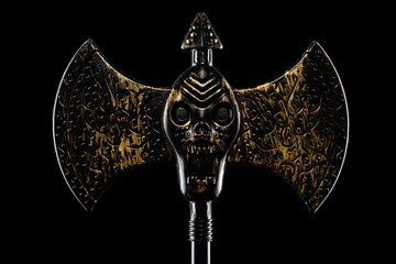 studio shot of devil ax for halloween in a dark space