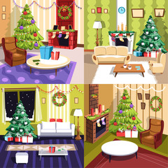 Christmas winter holidays, furniture and interior of rooms