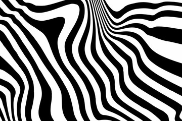 Black and white wave stripe optical abstract design. Vector background. curved lines