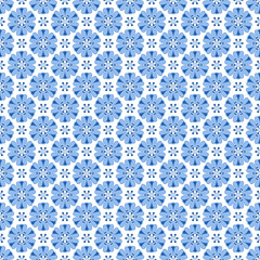 Blue and white flowers seamless pattern