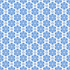 Blue and white flowers seamless pattern