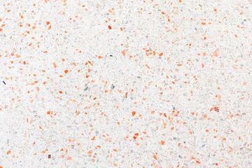 Poster terrazzo flooring which has Orange rock Small or marble old. polished stone wall beautiful texture for background with copy space add text © pramot48