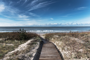 Wooden path to Baltic sea.