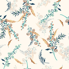 Trendy  Floral pattern in the many kind of flowers. blooming botanical