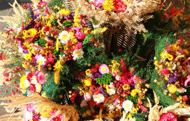 colorful romantic beautiful dry flowers bouquet background