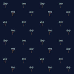 Seamless pattern of small  palm trees on a navy