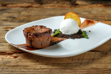 Warm dessert chocolate cake Fondant