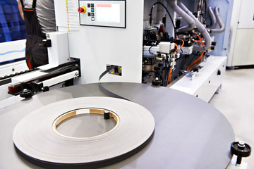 Automatic edgebander machine on factory