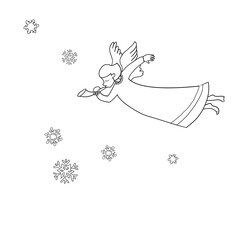 Set of vector black and white drawings on the theme of the celebration of Christmas and New Year