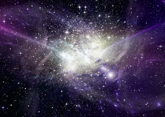 Stars, dust and gas nebula in a far galaxy