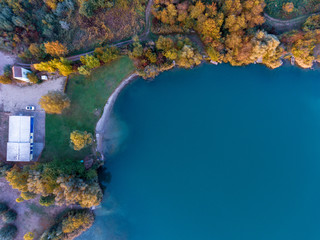 drone aerial view lake
