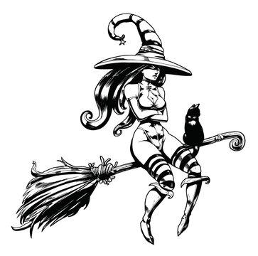 recommend clip art: Sexy witch flying on a broomstick