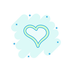 Vector cartoon hand drawn heart icon in comic style. Love sketch doodle heart illustration pictogram. Handdrawn valentine business splash effect concept.