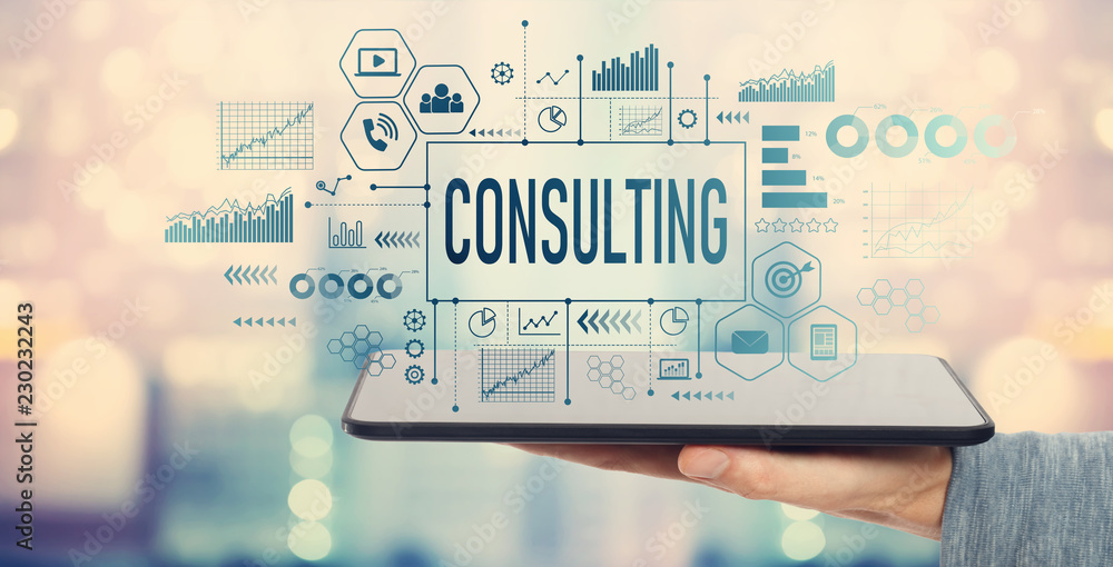 Canvas Prints consulting with man holding a tablet computer