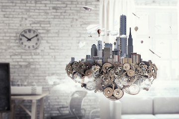 Mini city design . Mixed media