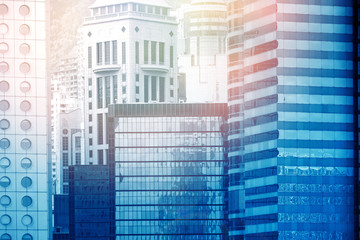 Hong Kong City View against sun ray