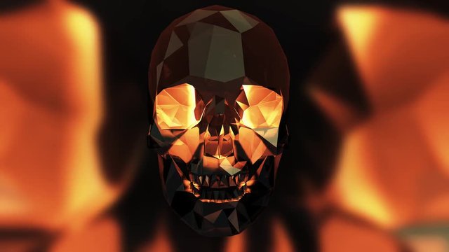 4K Halloween Glass Diamond Skull Looping Animation