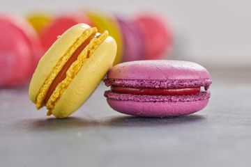 macaroons on a dark table