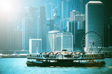 Hong Kong City View against sun ray