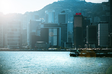 Hong Kong City View against sun ray