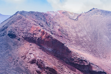 View of Mount Etna, active volcano on the east coast of Sicily, Italy 