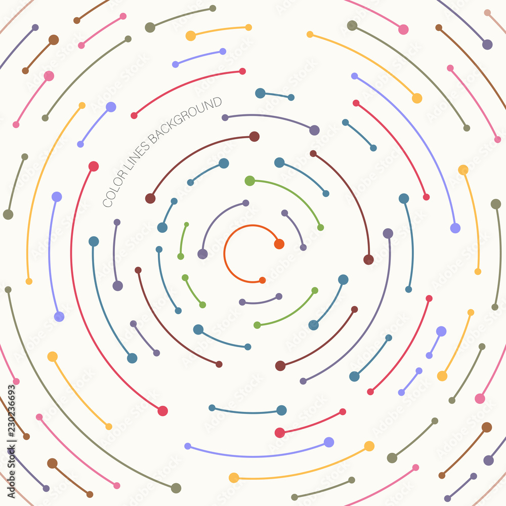Poster abstract colorful stripe line in circle pattern background.