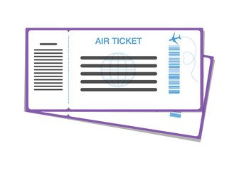 Airplane ticket vector flat material design object. vector illustration