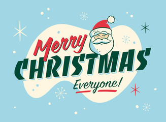 Vintage Style Christmas Postcard. Merry Christmas Everyone! - Editable EPS10.