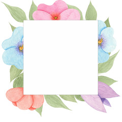Watercolor Leaves and Flowers Colorful Frames