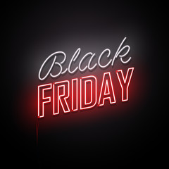 Black Friday background. Neon sign. Vector illustration. 