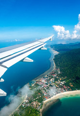 Island and sea view from aircraft