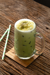 greentea matcha latte cold beverage drink freshness